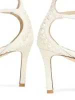 Azia 75MM Pearl-Embellished Satin Sandals