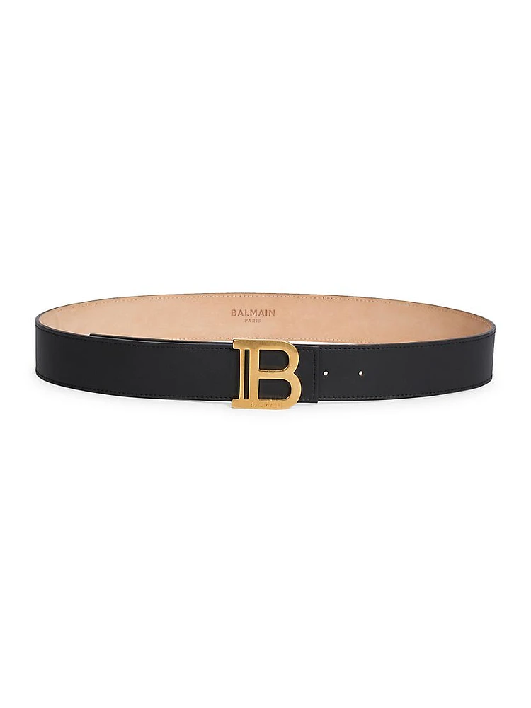 B-Buckle Leather Belt