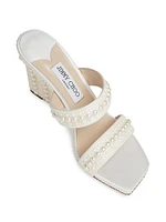 Sacoria 85MM Faux Pearl-Embellished Wedge Sandals