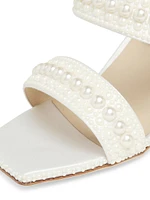 Sacoria 85MM Faux Pearl-Embellished Wedge Sandals