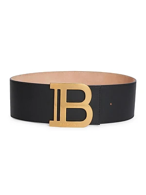 B-Buckle Wide Leather Belt