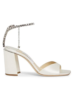 Saeda 85MM Crystal-Embellished Satin Sandals