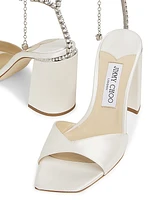 Saeda 85MM Crystal-Embellished Satin Sandals