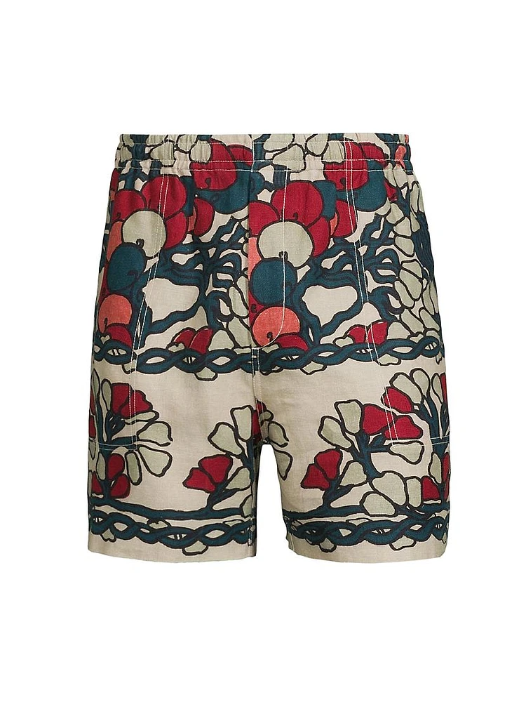 Crane Estate Garden Lattice Floral Linen Shorts