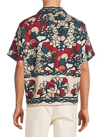 Crane Estate Garden Lattice Linen Camp Shirt