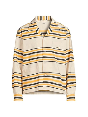 Crane Estate Namesake Striped Cotton Camp Shirt