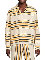 Crane Estate Namesake Striped Cotton Camp Shirt