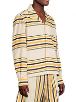 Crane Estate Namesake Striped Cotton Camp Shirt