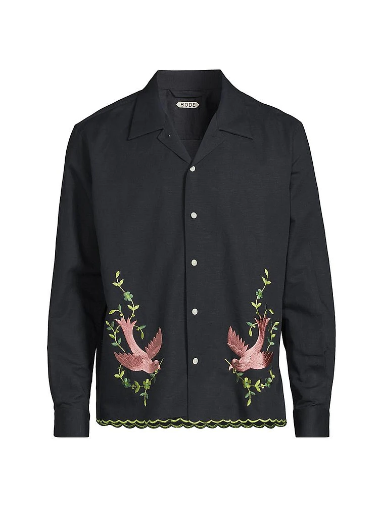 The Crane Estate Rosefinch Long-Sleeve Linen Shirt