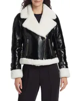 Dion Faux Shearling-Trimmed Moto Jacket