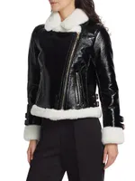 Dion Faux Shearling-Trimmed Moto Jacket