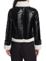 Dion Faux Shearling-Trimmed Moto Jacket