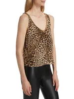 Mia Chain-Embellished Leopard Tank Top