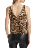 Mia Chain-Embellished Leopard Tank Top