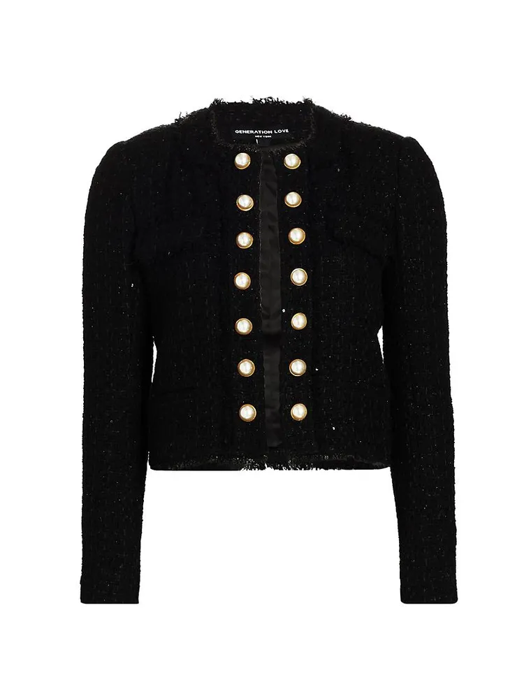 Koby Faux-Pearl Tweed Jacket