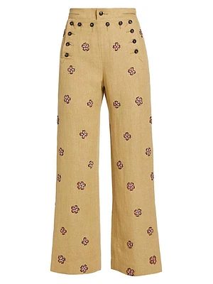 Embroidered Waxflower Trousers