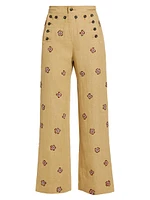 Embroidered Waxflower Trousers