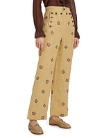 Embroidered Waxflower Trousers