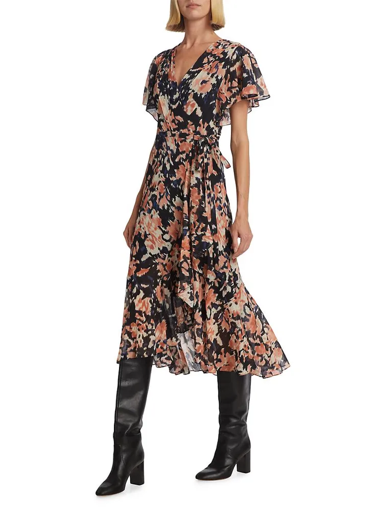 Brianna Floral Wrap Midi-Dress