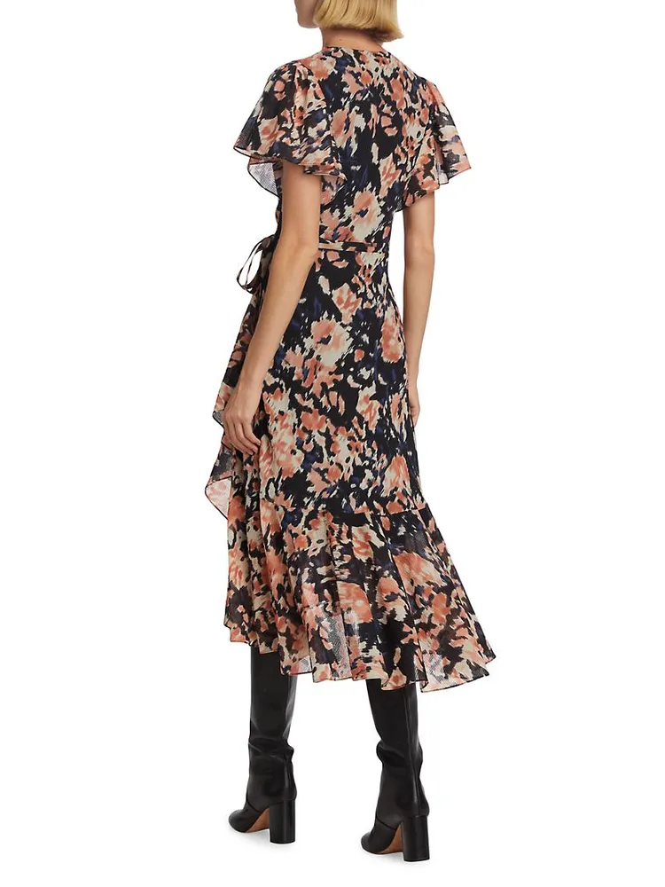 Brianna Floral Wrap Midi-Dress