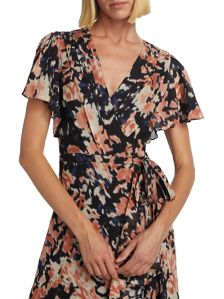 Brianna Floral Wrap Midi-Dress