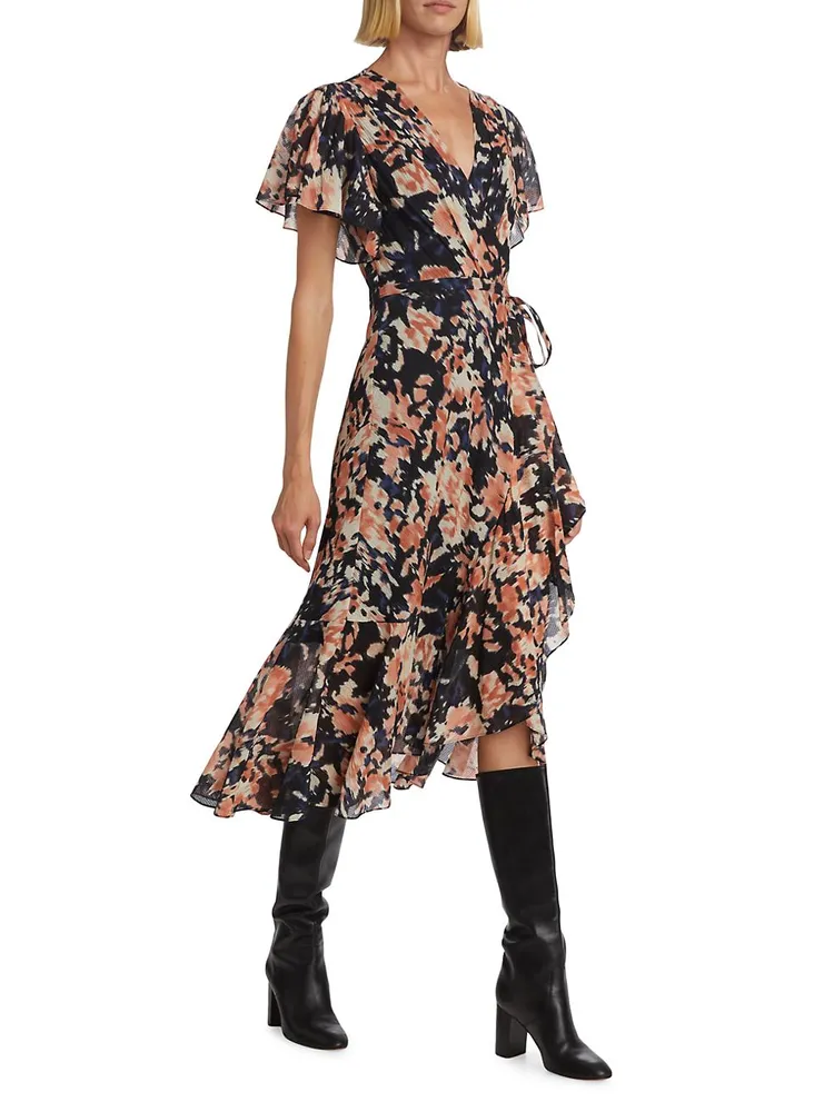 Brianna Floral Wrap Midi-Dress