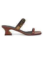 45MM Crocodile-Embossed Leather Jeweled Band Sandals