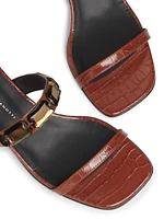 45MM Crocodile-Embossed Leather Jeweled Band Sandals