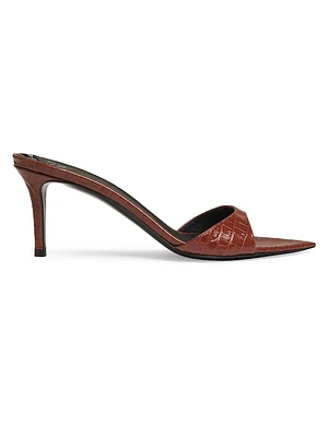 Intrigio 70MM Snake-Embossed Leather Mules