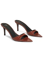 Intrigio 70MM Snake-Embossed Leather Mules