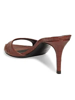 Intrigio 70MM Snake-Embossed Leather Mules