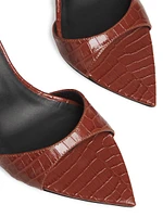 Intrigio 70MM Snake-Embossed Leather Mules