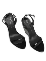 Metallic Patent Leather Wedge Sandals