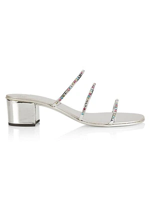 40MM Crystal-Embellished Metallic Leather Sandals