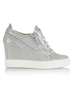 75MM Glitter Patent Leather Wedge Sneakers