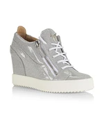 75MM Glitter Patent Leather Wedge Sneakers