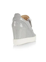 75MM Glitter Patent Leather Wedge Sneakers