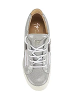 75MM Glitter Patent Leather Wedge Sneakers