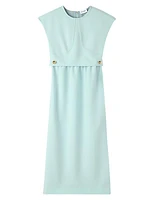 Stretch Cady Layered Midi-Dress