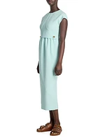 Stretch Cady Layered Midi-Dress