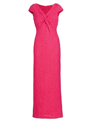 Evening Soft Boucle V-Neck Gown