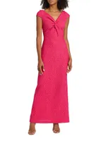 Evening Soft Boucle V-Neck Gown