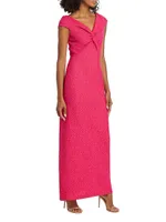 Evening Soft Boucle V-Neck Gown