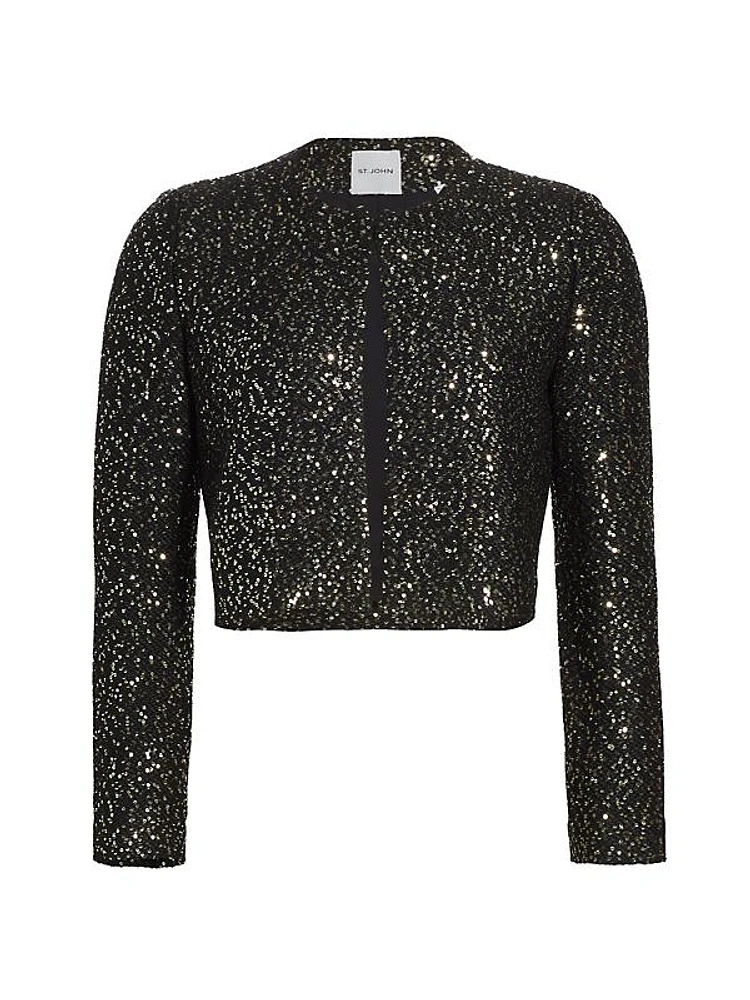 Sequined Tweed Crop Jacket