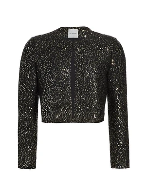 Sequined Tweed Crop Jacket