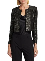 Sequined Tweed Crop Jacket