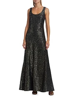 Sleeveless Sequin Evening Gown