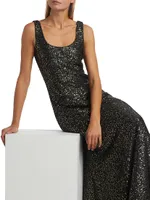 Sleeveless Sequin Evening Gown