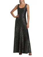 Sleeveless Sequin Evening Gown