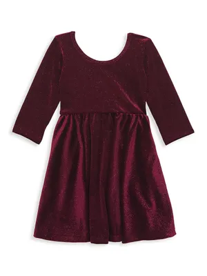 Little Girl's & Velvet Glittery Twirly Dress